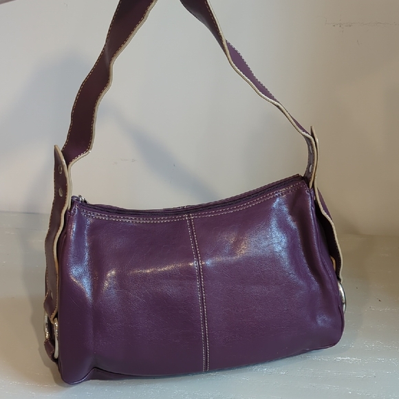 Purple Faux Leather Shoulder Bag Y2K - Picture 1 of 8